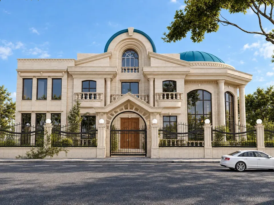 نمای خیابان و باغ